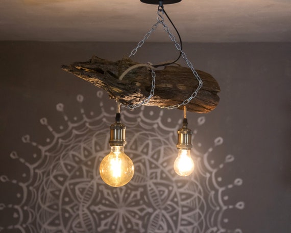 Wood Pendant Lamp Driftwood Lamp Ceiling Fixture Pendant Light
