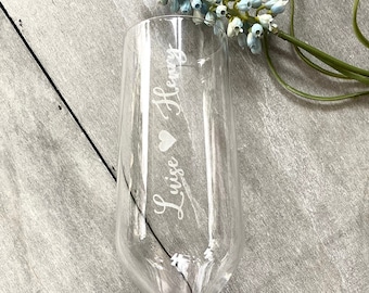 Sektglas graviert für ein Paar Verlobung Hochzeit Jubiläum