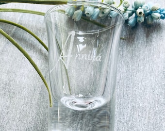 Shot glass engraved with a name