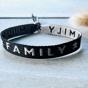 Woven bracelet with text Family, bracelet, hippie, boho, Ibiza, fabric bracelet, festival, friendship bracelet