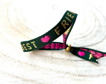 Bracelet, Hippie, Boho, Ibiza, Fabric bracelet, Festival, Friendship bracelet with the saying "Best Friends"