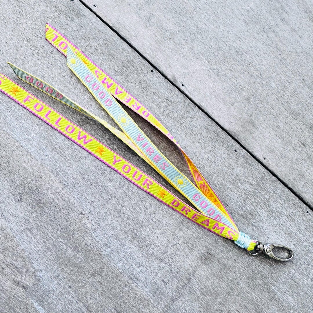 Keychain - Decorative Ribbon - Banner - Lanyard Neon Colors - Etsy