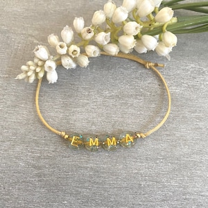 Pulsera pulsera con nombre personalizada oro transparente