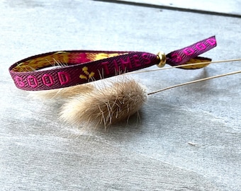 Bracelet, hippie, boho, Ibiza, fabric bracelet, festival, friendship bracelet with the saying "Good Times"