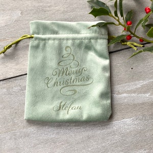 laser engraved velvet bag Christmas motif Merry Christmas Name
