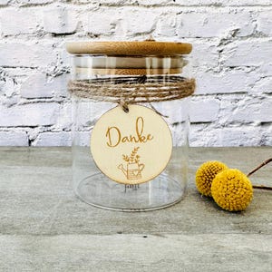 Vorratsglas // Danke Dankeschön Lehrer KiTa Erzieher // Vorratsglas mit Deckel // Anhänger personalisierbar graviert