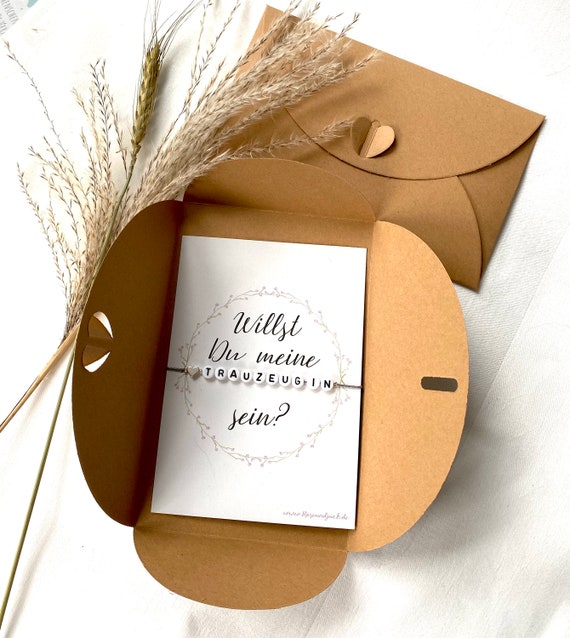 Set Regalo Damigella D'Onore - Braccialetto Con Targa Legno A Cuore, Biglietto Personalizzabile, Ideale Per Proposta Matrimonio