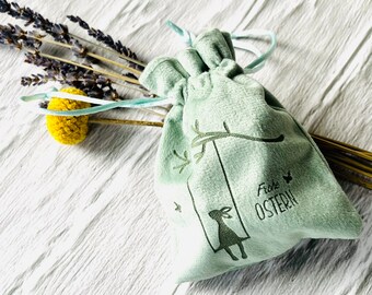 Bolsa de terciopelo grabada de Pascua // Embalaje de conejito de Pascua // Embalaje de regalo Cesta de Pascua