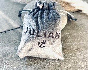 Laser engraved velvet bag personalized gift packaging name anchor