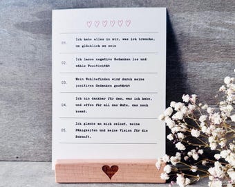Affirmation in card holder // Encouragement card // Motivation card with card strip // Mindfulness