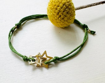 Bracelet - Star // Bracelet with two stars // Star bracelet color gold