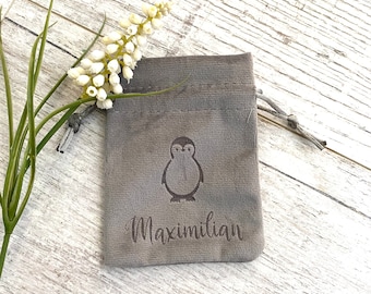 Laser Engraved Velvet Bag Personalized Gift Packaging Penguin Child