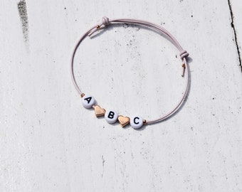 Bracelet - initials - hearts