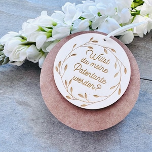 Would you like to be my godmother pendant // wooden disc with engraving // godmother asking gift