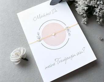 Gift to ask my maid of honor - Will you be my maid of honor? - Card with heart bracelet - Thoughtful gesture for a friend