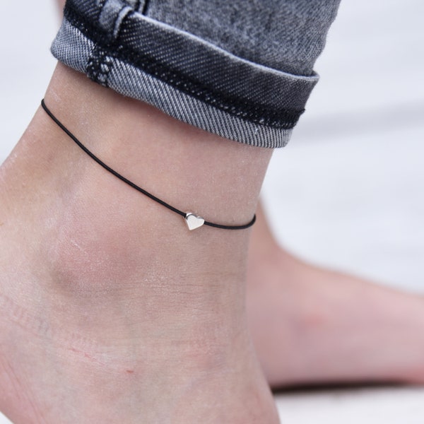 individuelles Fußband/Fußkettchen auf elastischem Band mit Herz, Boho, Sommer Schmuck