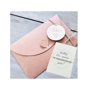 Bracelet gift maid of honor ask - heart envelope with personalized pendant - maid of honor gift personalized - bracelet bridesmaid
