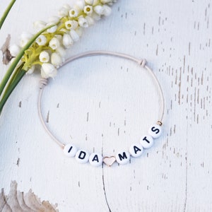 Pulsera - dos nombres - corazón - personalizada
