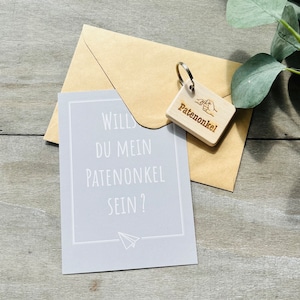 Schlüsselanhänger Patenonkel fragen Karte