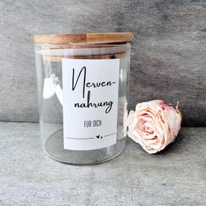 Vorratsglas // Danke Dankeschön Lehrer KiTa Erzieher // Vorratsglas mit Deckel // Aufkleber Nervennahrung