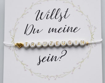 Bracelet gold-white gift maid of honor // Will you be my maid of honor // Ask maid of honor