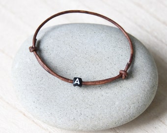 Bracelet personnalisé homme cuir lettre