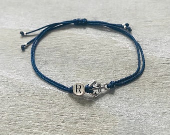 Bracelet - anchor - letter, anchor bracelet with initial, maritime jewelry