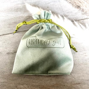 laser engraved velvet bag Birthday Girl gift packaging