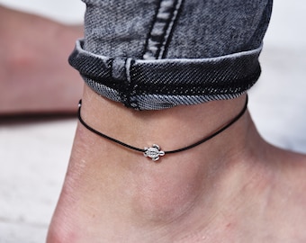 bracelet/bracelet de cheville individuel sur bande élastique avec tortue, bohème, bijoux d'été