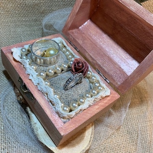 Ring Bearer Wedding Ring Box,Wooden Rose Gold