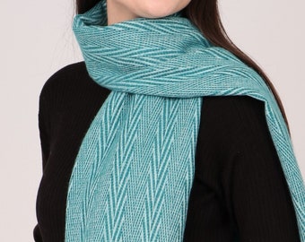 Teal Scarf, Herringbone Blanket Scarf, Tasseled Scarves for Women, Gifts for Her, Winter Scarf, Warm Scarf, Wedding Shawls, Christmas Gifts