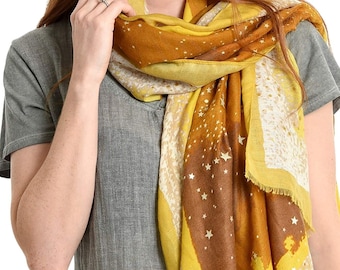 Star Print, Personalised Scarf, Celestial, Gift For Her, Mothers Day GIft