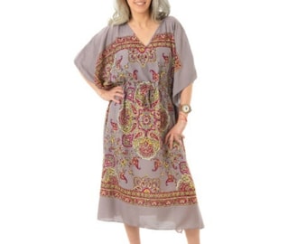 Kaftan Maxi Dress, Beach Cover Up, Festival Clothing, Paisley Fabric, Maxi Dress Boho