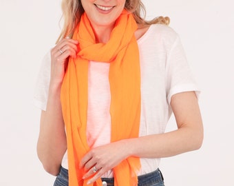 Plain Scarf, Orange Lightweight Scarf, Personalised Gifts, Womens Scarf, Summer Wrap, Shawl, Sarong, Personalised Scarf, Gifts for Her