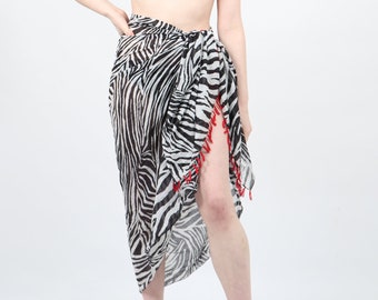 Cotton Sarong, Zebra Print Beach Cover Up, Gift for Her, Sarong Pareo, Sarong Beach Wrap, Women Cover Up For Party, Gift for Mom