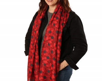 Personalised Poppy Scarf, Red Poppy Scarf, Gifts For Her, Floral Scarf , Mothers Day Gift, Poppies , Poppy Flower