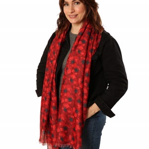 Personalised Poppy Scarf, Red Poppy Scarf, Gifts For Her, Floral Scarf , Mothers Day Gift, Poppies , Poppy Flower