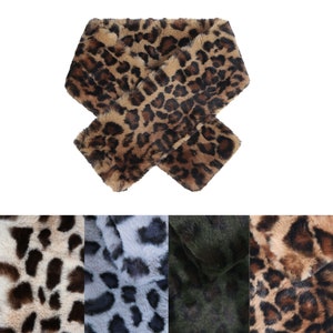 Vintage Faux Fur Leopard Print Stole - Long and Warm - Scarf