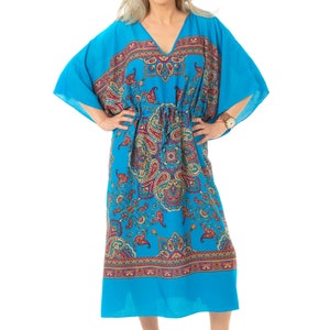 Bohemian Maxi Dress, Womens Blue Dress, Plus Size Dress, Festival Clothing Women, Paisley Print Dress Mandala, Boho Dress, Beach Cover Up image 1