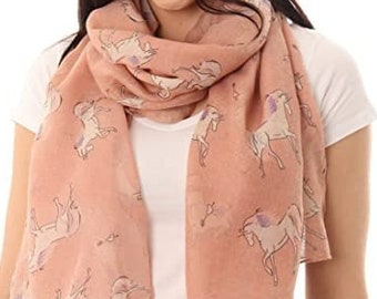Pink Unicorns Scarf, Womens Personalized Gifts, Personalized Scarves Womens, Personalised Gifts for Her, Christmas Gifts, Birthday Gifts
