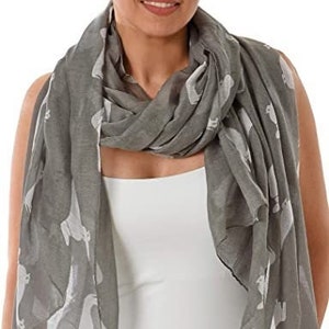 Grey Dog Scarf, Personalized Scarf, Gifts for Her, Personalized Gifts, Lightweight Scarves for Woman, Dachshund Sausage Dog Lover Gifts