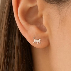 Söta kattörhängen i sterlingsilver, fina kattörhängen, julklapp till bästa kattmamma, present till henne, smycken för kattälskare