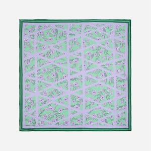 100% Seidenschal, Damen Seidenschal, Geschenke für sie, grüner quadratischer Schal, Halsschal mit Blumendruck, Seidenhaarschal für Frau, Sommerschal