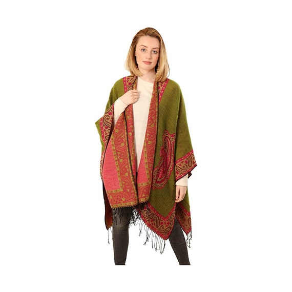 Boho Ponchos Women, Green Poncho, Plus Size Poncho, Oversized Cardigans, Bohemian Blanket Shawl, Cape Coats, Gifts For Her, Christmas Gifts