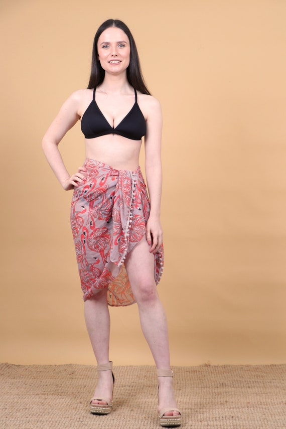 Boho Sarong Pareo de verano Flamingo Beach Cover Up Regalo para ella Bufanda personalizada para fiesta Traje de bano Sarong Print Beach Sarong Etsy Mexico