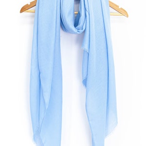 Pale Blue Lightweight Scarf, Mother's Day Gift, Personalised Gift, Solid Colour Scarf, Womens Scarf, Summer Wrap, Sarong, Gift for Her image 8