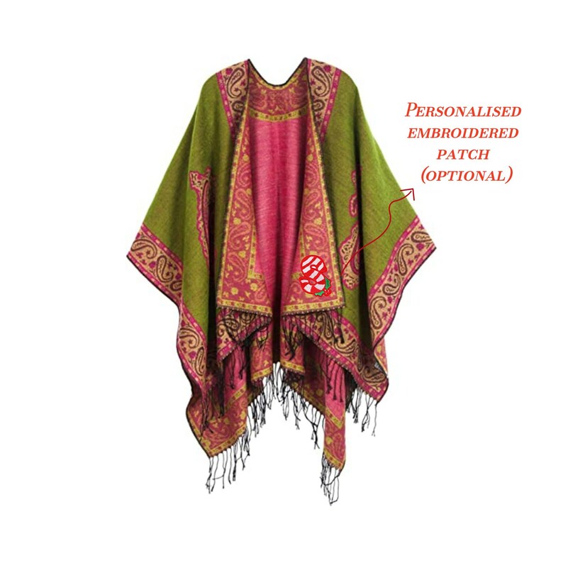 Boho Ponchos Women, Green Poncho, Plus Size Poncho, Oversized Cardigans, Bohemian Blanket Shawl, Cape Coats, Gifts For Her, Christmas Gifts image 7