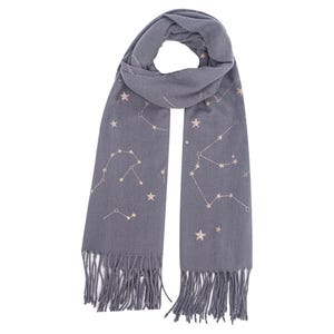 Grey Star Scarf, Personalised Blanket Scarf, Constellation Scarf, Rose Gold Foil Print Scarf, Personalised Gifts for Her, Oversized Scarf image 6