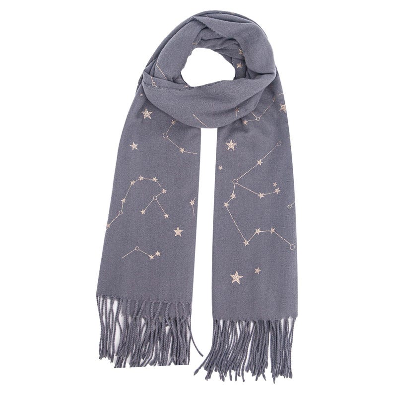 Grey Star Scarf, Personalised Blanket Scarf, Constellation Scarf, Rose Gold Foil Print Scarf, Personalised Gifts for Her, Oversized Scarf image 6