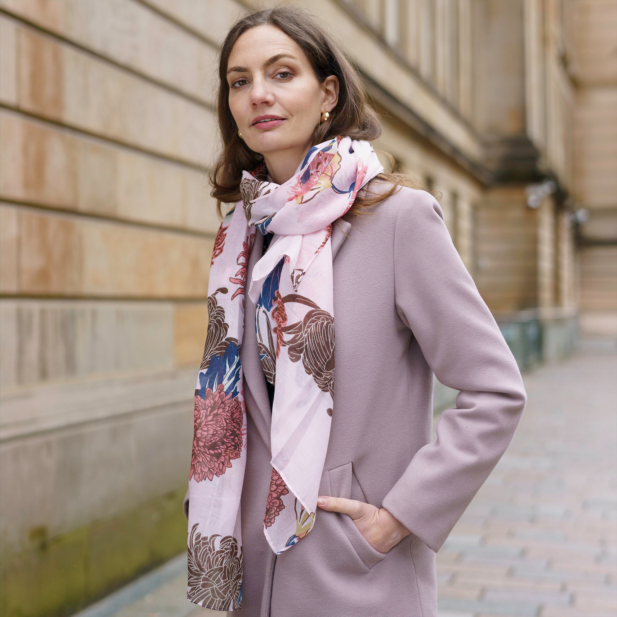 Sciarpa Elegante TrendsBlue Stampa Rose Floreali - Vari Colori, Rayon